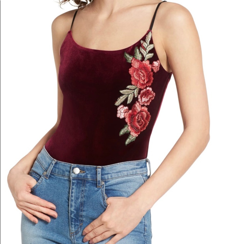 Socialite Velvet Embroidered Bodysuit